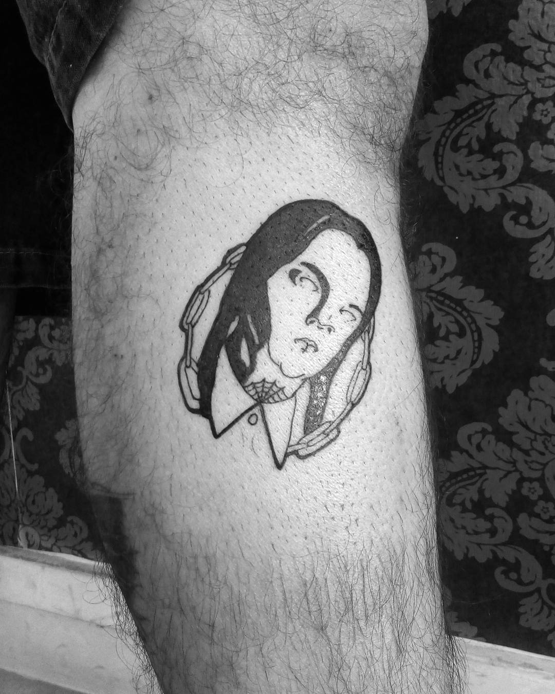 丘先生小腿美女人像纹身图案